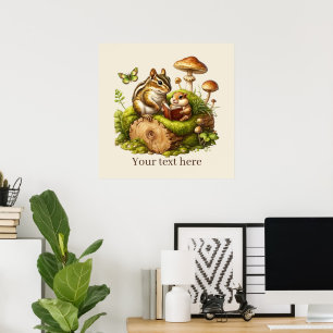 Schattige lezen Nook Woodland Animals Aanpasbaar Poster