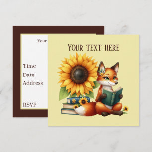 Schattige lezen vossenboek of clubfeest kaart