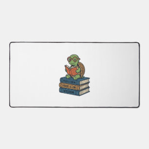 Schattige lezende schildpad op boeken Vintage Vect Bureaumat