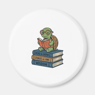 Schattige lezende schildpad op boeken Vintage Vect Magneet