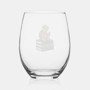 Schattige lezende schildpad op boeken Vintage Vect Wijnglas Zonder Voet