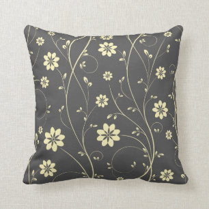 Schattige Licht Beige & Grijs Delicaat Bloempatroo Kussen
