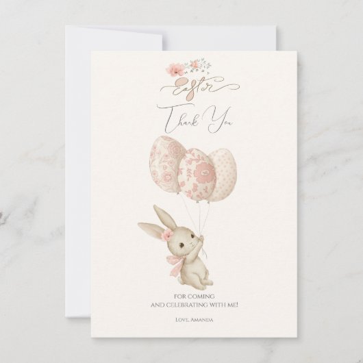 Schattige Licht Roze Baby Bunny Pasen Bedankkaart (Voorkant)