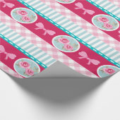 Schattige Licht Roze & Blauw Girly Pattern Cadeaupapier (Hoek)