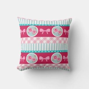Schattige Licht Roze & Blauw Girly Pattern Kussen