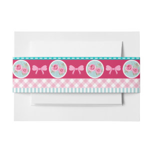 Schattige Licht Roze & Blauw Girly Pattern Uitnodigingen Wikkel