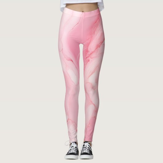 Schattige licht roze gemarmerd leggings (Voorkant)