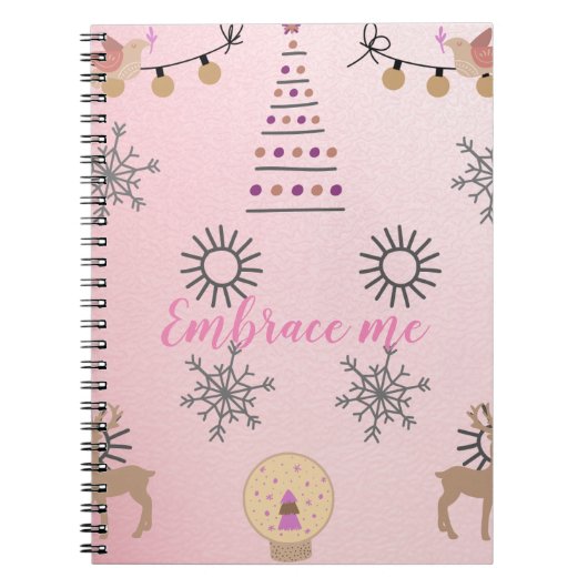 Schattige Licht Roze Kerstmis Esthetisch Notitieboek (Voorkant)