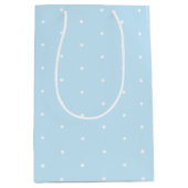 Schattige lichtblauw en wit piepklein stippenpatro medium cadeauzakje (Voorkant)