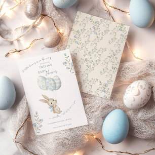 Schattige lichtblauw konijntje Baby shower Kaart