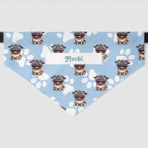 Schattige lichtblauw patroon Pug Doggie