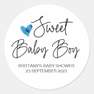 Schattige lief baby boy Baby shower gunst dank u Ronde Sticker