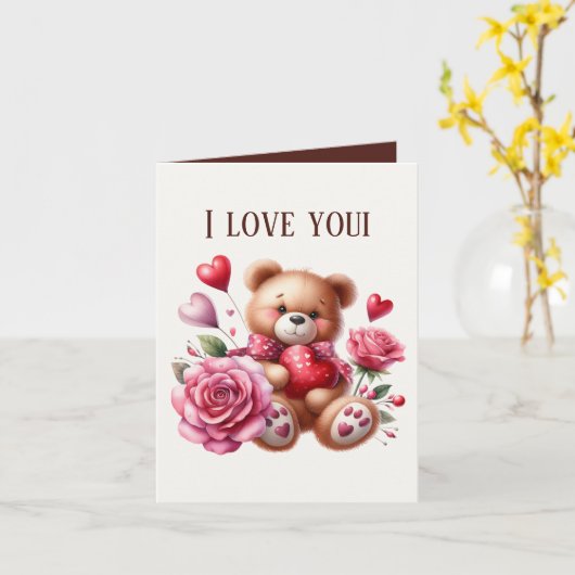 Schattige liefde beer Bericht toevoegen Kaart (Gele Bloem)