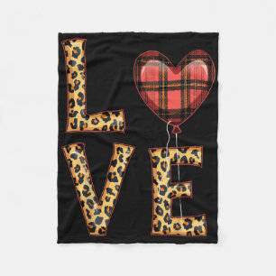 Schattige liefde geruite hart luipaard Valentijnsd Fleece Deken
