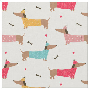 Schattige Liefde Hart Dachshund Honden Kleurrijk Stof