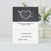 schattige liefde hart krijtbord bruiloft RSVP kaar Kaartje (Staand voorkant)