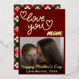 Schattige Liefde Jij Mama Moderne Foto Moederdag Folie Feestdagenkaart