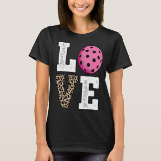 Schattige Liefde Pickleball Speler Leopard Print P T-shirt