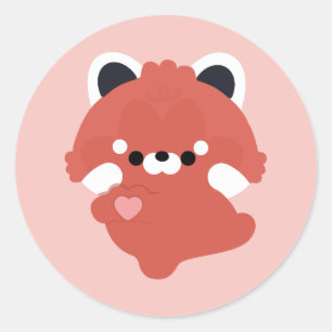 Schattige liefde rode panda ronde sticker