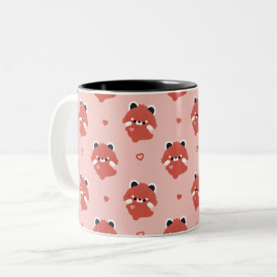 Schattige liefde rode panda tweekleurige koffiemok