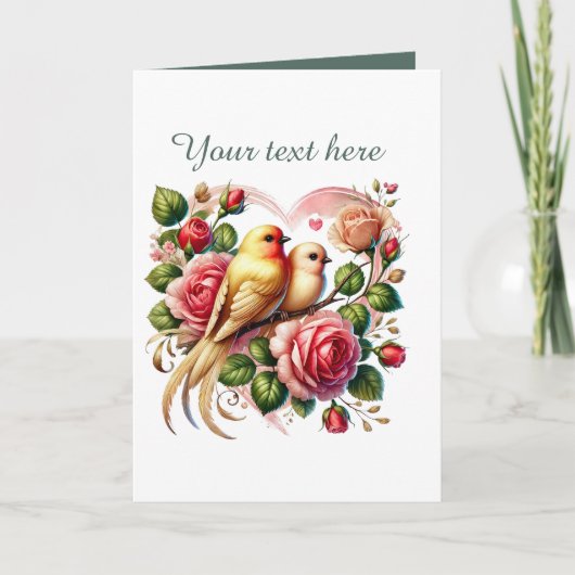 Schattige liefdes vogels Huwelijk voeg tekst toe Kaart (Voorkant)