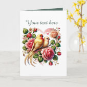 Schattige liefdes vogels Huwelijk voeg tekst toe Kaart (Gele Bloem)