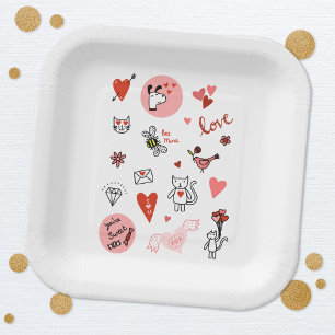 Schattige liefdescartoon papieren bordje