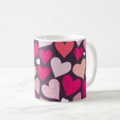 Schattige liefdeshartenpatroon koffiemok (Voorkant rechts)