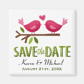 Schattige Liefdesvogels Save the Date Magneet (Voorkant)