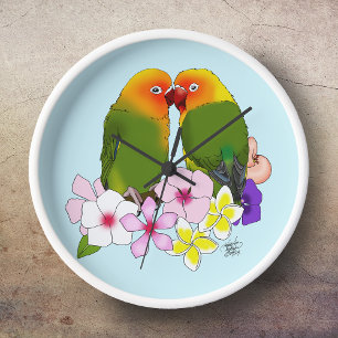 Schattige Liefdesvogels Tropische Bloemen Romantis