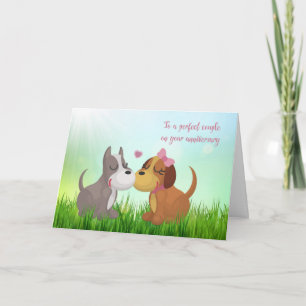 Schattige liefhebbende honden, huwelijksjubileum kaart