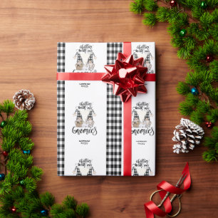Schattige lieve kabouters Zwart buffelplaid Cadeaupapier