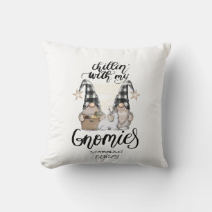 Schattige lieve kabouters Zwart buffelplaid Kussen