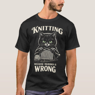 Schattige Lieve Kat Breien Grappige Hobby Dier T-shirt