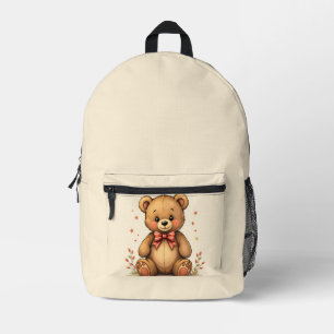 Schattige lieve kleine bruine beer met stropdas bedrukte rugzak