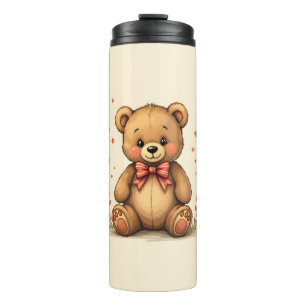 Schattige lieve kleine bruine beer met stropdas thermosbeker