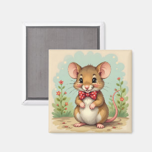 Schattige lieve kleine muis met stropdas magneet