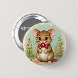 Schattige lieve kleine muis met stropdas ronde button 5,7 cm