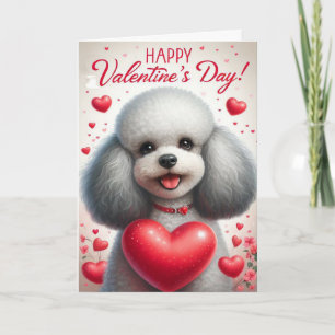 Schattige lieve poedel hond gelukkige valentijnsda feestdagen kaart