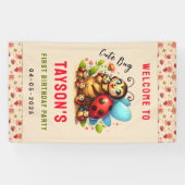 Schattige lieveheersbeestje 1e verjaardag | Bug Th Spandoek (Horizontaal)