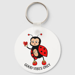 Schattige lieveheersbeestje en hart op wit sleutelhanger