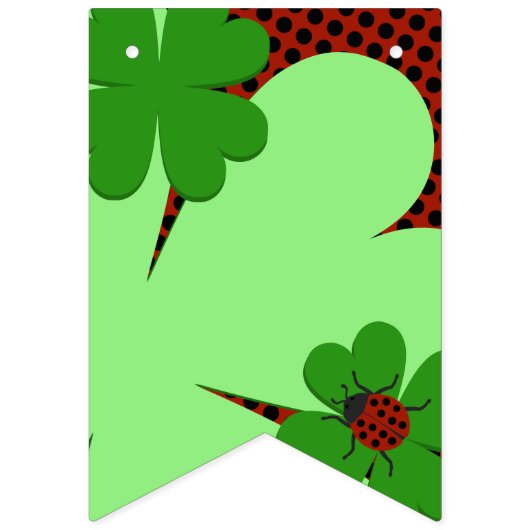 Schattige Lieveheersbeestje & Klaverblad Verjaarda Vlaggetjes (Eerste vlag)