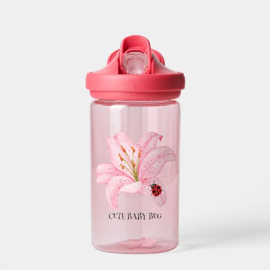 Schattige lieveheersbeestje lelie bloemenschool ki waterfles (Voorkant)