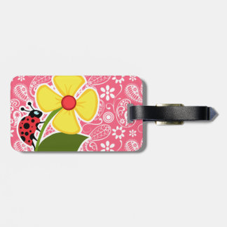 Schattige lieveheersbeestje op Brink Pink Paisley; Bagagelabel