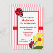 Schattige lieveheersbeestje op Bubble Gum Pink Str Kaart (Voorkant / Achterkant)