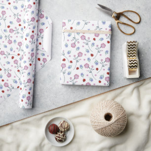 Schattige lieveheersbeestje polka dot Daisy Flower Cadeaupapier