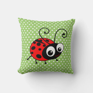 Schattige lieveheersbeestje Polka Dots Groen & Roo Kussen