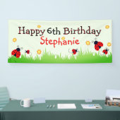 Schattige lieveheersbeestje thema Happy Birthday B Spandoek (Beurs)