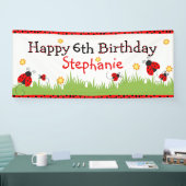 Schattige lieveheersbeestje thema Happy Birthday B Spandoek (Beurs)
