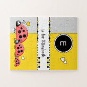 Schattige lieveheersbeestjes gele naam kinderen legpuzzel (Horizontaal)